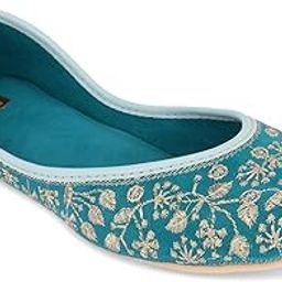 Mojari Punjabi Jutti for Women Ethnic Footwear NF- Floral Full Emb (Sea Green, Numeric_3)-image-69