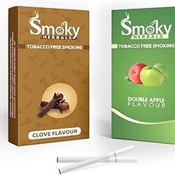 Smoky Herbals Pack of 2 Flavours 100% Tobacco & Nicotine Free Cigarette - 10 Sticks x 2 (DOUBLE APPLE/CLOVE)-image-86