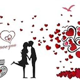 DreamKraft Loving Couple Under a Heart Tree with Lots of Love PVC Vinyl Wall Stickers (Multicolor, 70 cm x 138 cm)-image-59