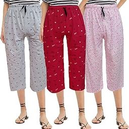 Women's Cotton Printed Nightwear Capris Pyjama Capri for Girls and Women Printed 3/4 Pyjama Set of 3 Multicolor, Prints and Colors May Vary-picture-16