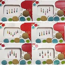 DeLegarde Fancy Bindis With Crystal Stone Self-Adhesive Bindi For Girls And Women (Multi Colour) 6 Packets-41