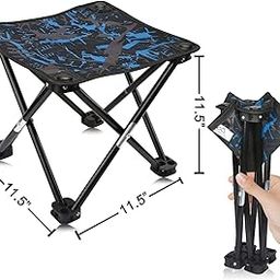 AILLOVCOL Mini Portable Folding Stool,Folding Camping Stool,Mini Camp Stool,Fishing Stool for Adults Fishing Hiking Gardening and Beach with Carry Bag(Camouflage)-17