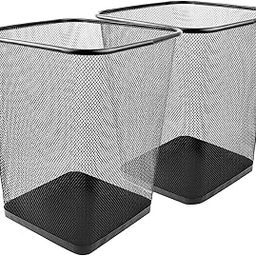 Homaxa Metal Trash Cans For Home Or Office, 2-Pack, Open-Top, Black Mesh Square Trash Cans, Lightweight, Sturdy For Under Desk, Kitchen, Bedroom, Den, Or Recycling Can,6 Gallon Square Trash (Black)-picture-23