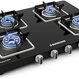 Sunshine Aircross 4 Burner | Ultra Slimmest 4 Burner Gas Stove | Tempered Glass, Forged Brass Burner, 360°Rotating Brass Gas Nozzle | Manual Ignition | LPG Ready & PNG Compatible (Premium - Black)-picture-14