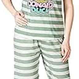 Women's & Girl's Printed Night Suit, Top & Capri Set (Green)-image-47