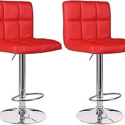 FURNITURE FIRST Imported Bar Stool (High Chair) for Kitchen, Home. 360 Rotation, Height Adjustable with Chrome Base Set of (Pack of) 2. Style Red Velvet-picture-3