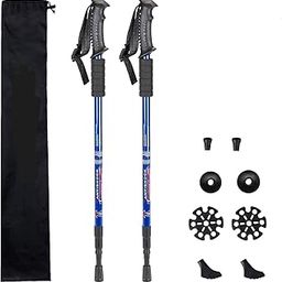 Rexmon Trekking Poles, Collapsible Lightweight Shock-Absorbent Hiking Walking Sticks Adjustable Aluminum Hiking Poles for Women Men Kids, 2 Pack, with 10 Replacement Tips(Blue)-image-11
