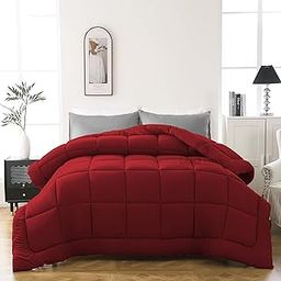 Grace Linen 600 GSM Heavy Winter Comforter Double Bed Size (90"X100") - Microfiber Super Soft Fluffy for Winter Blanket Comforter/Rajai/Duvet Double Bed - Burgundy Color-picture-3