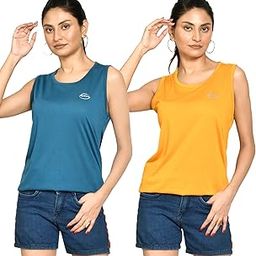 Bharat Women's Casual Regular Fit Round Neck Solid Cotton Blend Sleeveless Tank Tops/Gym Vest Combo I Perfect for Gymwear & Sports -Multicolor (Size-S to XXL)-image-33