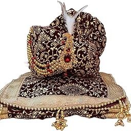 Printed Groom's Safa Stole Set, Traditional Groom Safa Pagri with Stole/Dupatta, Maroon Colour (Pagdi Size: 22 to 22.5 Inch)-image-96