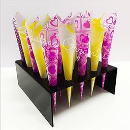 Saairaa Organics Acrylic Mehndi Cone Holder Stand | Mehndi Cone Organizer | Mehndi Cones Display | 25 Holes Stand (Black)-image-96