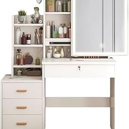 Enakshi® Makeup Desk with Sliding Lighted Mirror Makeup Table Vanity Desk for Bedroom|Home & Garden | Furniture | Vanities & Makeup Tables-image-31