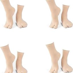 Premium Regular Wear Anti- Bacterial Cotton Skin/Beige Color Plain Thumbs/Toe Split Socks For Women Solid Ankle Length Combo (Pack of 4 Pairs)-16
