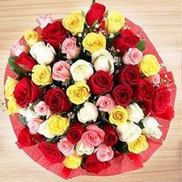 The FloralMart® Mother's Day Special Fresh Flowers Bouquet of 100 Mixed Roses in Paper Wrapping, Bunch of 100 (Multicolour Rose)-image-89