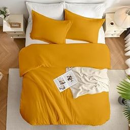 KANCHI DECOR Impressible Super Soft Microfiber Premium 3 Piece Duvet Cover Set Size (91X101 Inches) and 2 Pillow Cover (18X28 Inches) - Double Bed Size- Gold Yellow-image-44