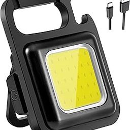 Hasruna Enterprise LED Mini Flashlights 1000 High Lumens Bright Light Keychain Flashlight Portable USB Rechargeable 3 Light Modes with Folding Bracket,Bottle Opener for Fishing Walking-38