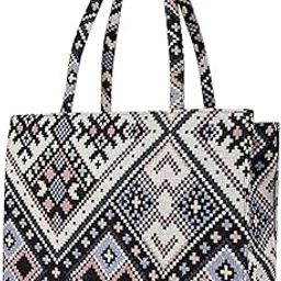 Totebag | 15 L capacity bag for office, casual and daily use | 1 big compartment and 1 small pocket with zipper clouser | Multicolor cotton fabric bag-image-98