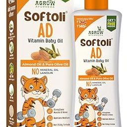 Agrow Baby Massage Oil with Natural Ingredients, Enriched with Almond & Olive Softoli Grow Healthy AD Vitamin Oil – 100Ml (Pack of 2)-18