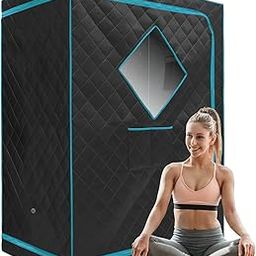 ZONEMEL Full Size Sauna Tent, Portable 1 or 2 Person Full Body Home Spa for Relaxation, Detox, Steamer not Included (L47.24 x W31.5 x H63,Green Border)-image-10