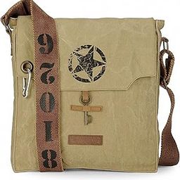 Sturdy Cotton Canvas Messenger Bags for Men and Women | With two Magnetic Snap Buttons Flap Closure, Adjustable Body Strap & Multiutility Lobster Hook (Beige)-image-36