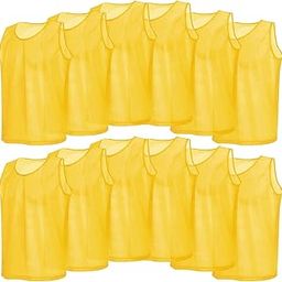 12 Pack Mesh Scrimmage Training Vests Football Vest Breathable Adults Jerseys Bibs for Volleyball Soccer Basketball (Color : Yellow)-image-2