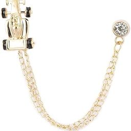 Gold Formula One Car With Hanging Chain And Stone Detailing Lapel Pin Badge Coat Suit Wedding Gift Party Shirt Collar Accessories Brooch for Men-image-89