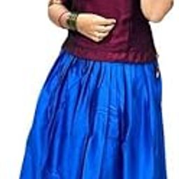 Butter Buds Women Readymade Vishu Traditional Handworked Fully Stitched Vichitra Silk Top Blouse With Narayanpet Skirt Set (Pavadai And Blouse Set)-image-61