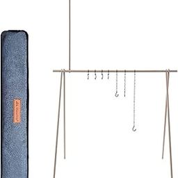 SAZ DEKOR Large Outdoor Camping Cookware Rack with Hook Light Hanger Campfire Basket-image-48