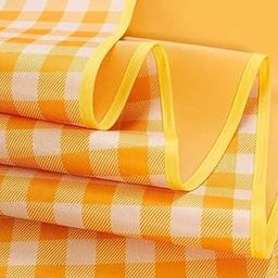 Doville Rubber Picnic Mat Waterproof Rectangular Blanket Extra Large (100 X 150 Cm) Checkered Picnic Blankets Beach, Outdoor, Camping On Grass Travel Sandproof Foldable Portable (Yellow & White)-image-78