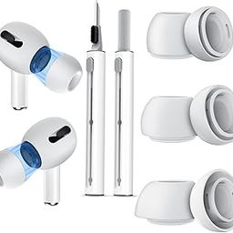 [3 Pairs] Replacement Ear Tips for Airpods Pro and Airpods Pro 2nd Generation with Noise Reduction Hole, 3 in 1 Cleaner Kit for AirPods 1 2 3 Pro/Pro 2 Built-in dust Guard Screen,3 Sizes (S/M/L)-White-image-28