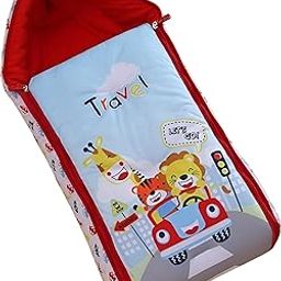 FILLOXY Baby Sleeping Bag in Muslin Cotton Material for Newborns | Soft & Skin Friendly Wrapper Lightweight Cushioned Infant Sack Easy to Carry Wash 0-6 Months (Zoo Travel RED)-38