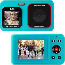 Digital Camera for Teens, 1080P FHD Camera, Point and Shoot Digital Camera with 32GB Memory, Dual Screen,16X Zoom, Compact Small Vintage Camera Gifts for Beginners, Turquoise-image-58