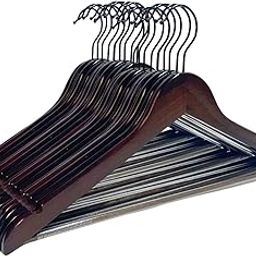 SuperGeneriX Premium Solid Wooden Hangers (Pack of 20) | Clothes Hangers with Non-Slip Bar, Cut Notches & 360° Swivel Hook for Heavy Coats, Suits, Shirts & Dresses – Smooth Finish (Dark Brown)-26