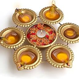 Pure Source India Handcrafted Diya Shape Flower Decorative Urli Bowl | for Floating Flowers and Tea Light Candles | Home and Office Decor | Diwali Decoration Items-7 Inch-46