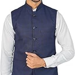 Men's Poly Viscose Blue Nehru Jacket-17