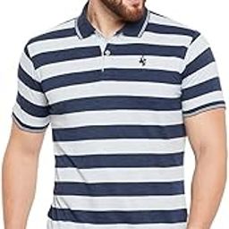 Men Blue Cotton Blend Polo Neck Half Sleeve Striped T-Shirt (P_MTSH00303_BLUEMELANGE)-image-69