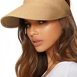 PALAY® Straw Hat Sun Hats for Women,Wide Brim Beach Hat for Women UV Protection Cap Summer Packable Travel Sun Visor Hat - UPF 50+-image-27