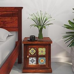 Shriram Solid Sheesham Wood Bedside Table (RHS Door) in Honey Oak Finish-0