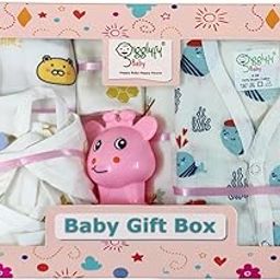 Gigglyfy Baby Gift Box Set with Clothing, Toys and Accessories, Cute Animal Print Design-image-83