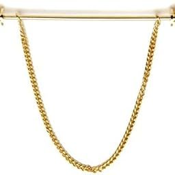 Golden Collar Bar with Removable Chain for Men Women Kids Corporate Party French Cuff Shirts Shirt Suit Blazer in A Gift Box TNSPGOLD377 (Pack of 2)-image-65
