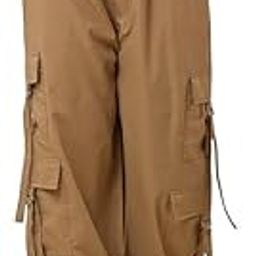 Women's Wide Leg Track Pants with Side Stripes, Cargo Pockets, Elastic Waist, Athletic Casual Wear-image-1