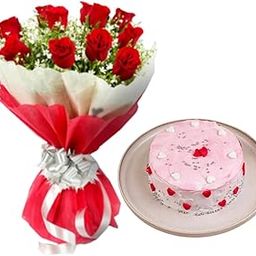 80 Rose Garden Valentines Day Gift Combo | 10 Red Roses Bouquet with 500 gm Chocolate Cake | Surprise Gift for Your Loved Once | Next day Delivery-image-47