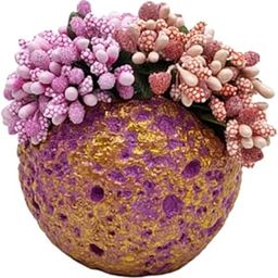SHREENATH CREATION Handcrafted Golden-Purple Ball Pot with Pink Artificial Flowers for Unique Tabletop & Festival Decor.-image-71
