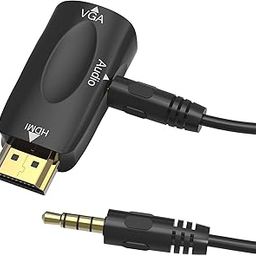 atdaraz Black 1080P Gold Plated HDMI Male to VGA Female Video Converter Adapter Dongle with 3.5mm Audio Jack-picture-29