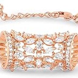 Rose Gold Dazzling Cubic Zirconia Embellished Brass Kada Bracelet For Women-ZPFK16914-image-13