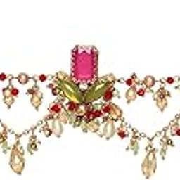 Embroidered Statement Necklace for Women | Elegant Traditional Jewelry | Gold-Plated with Pink, Green & Pearl Embellishments | Ethnic Wear Jewelry for Womens-20