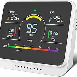 Xoopon Air Quality Monitor Indoor with Beep Alarm Portable Formaldehyde/PM1/PM2.5/PM10/Co2 Detector for Travel Carbon Dioxide Detector Tester Hcho Sensor for Home-image-12