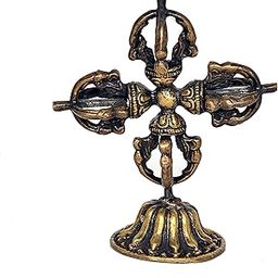 Dattatreya Tibetan Buddhist Brass Double Dorje on Stand Handmade, (Height : 5" inches)-picture-24