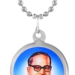 Double Side Ambedkar Buddha Pendant with Chain for Men and Women Silver Finish Devotional Locket-image-94