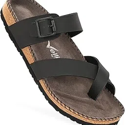vellinto NEBU Cross Toe Strap Sandal ll Synthetic Leather Cork Sandals with Adjustable Buckle Straps-picture-19